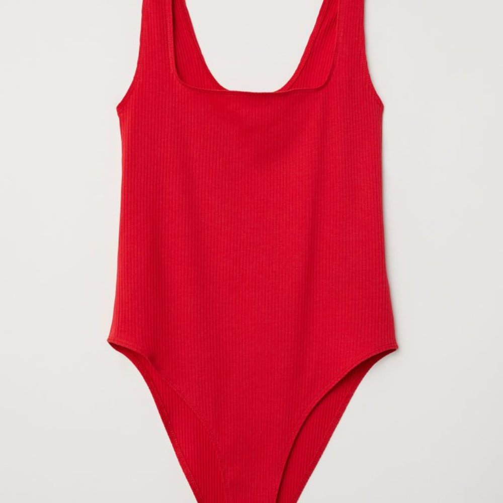 H&M Red Ribbed Bodysuit - Picture 2 of 2